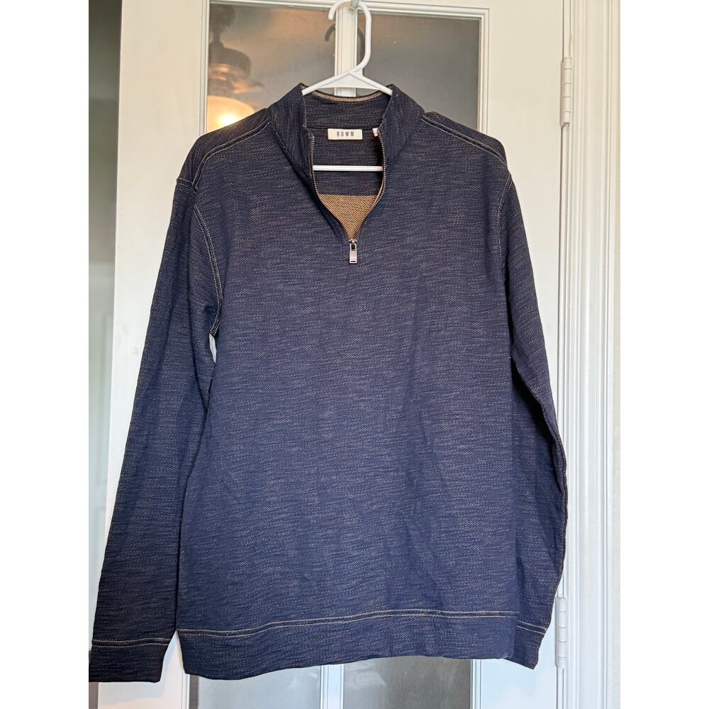 Rowm | Men’s 1/4 Zip Pullover 100% Cotton medium 
color -dark denim blue